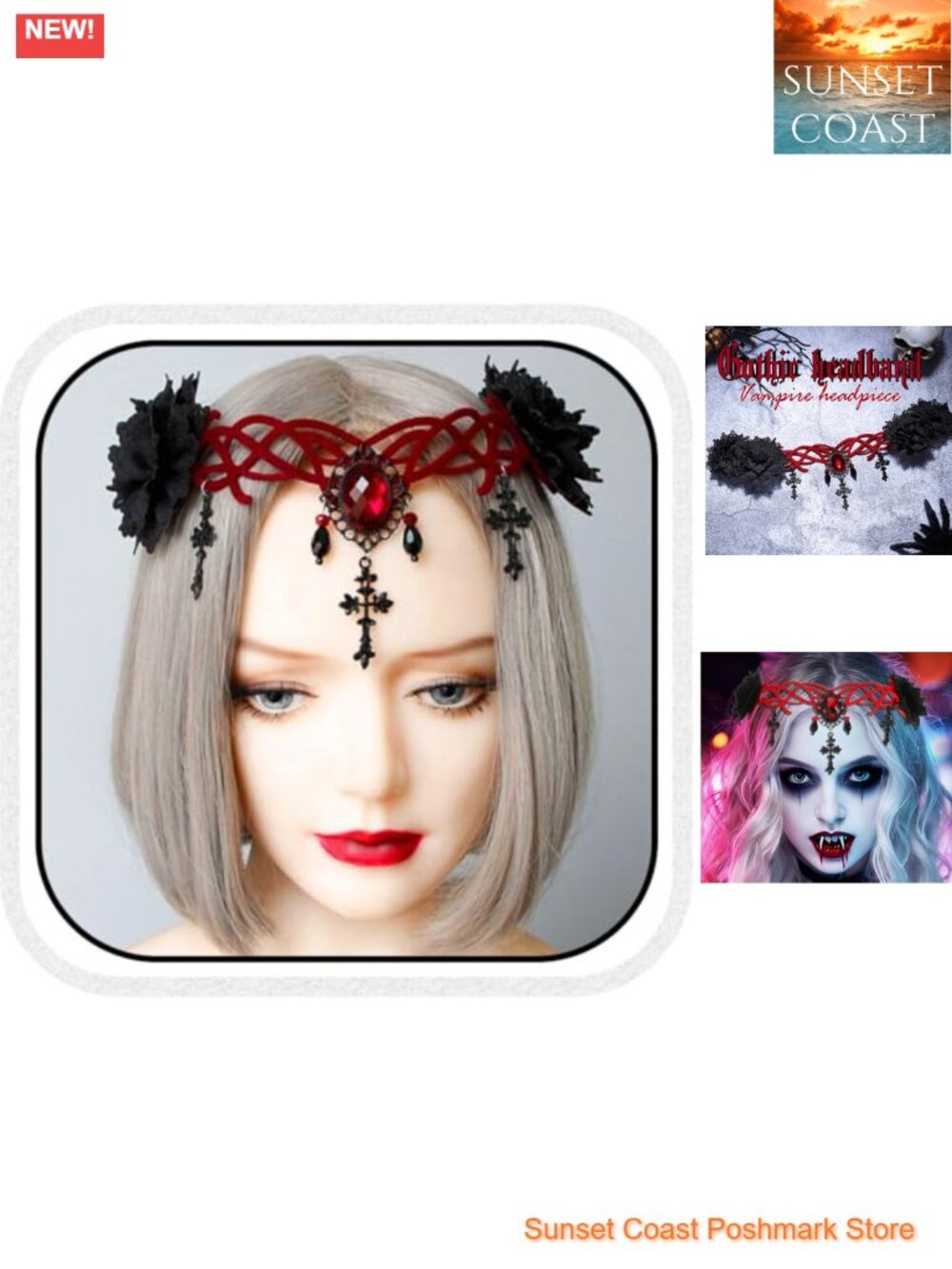 Handmade Gothic Vampire Headband Felt Cloth Lace Cosplay Costume Hair Accessory